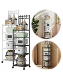 Етажерка стелаж с колела и куки на 5 нива за баня и кухня